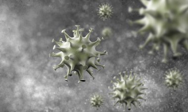 Coronavirus hücreleri salgını, 2019-2020 Coronavirüs hastalığı salgını. Covid-19, Sars-Cov-2 virüsü yüzünden. 3d oluşturma