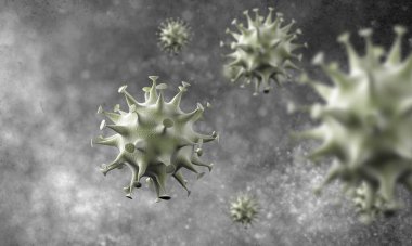 Coronavirus hücreleri salgını, 2019-2020 Coronavirüs hastalığı salgını. Covid-19, Sars-Cov-2 virüsü yüzünden. 3d oluşturma