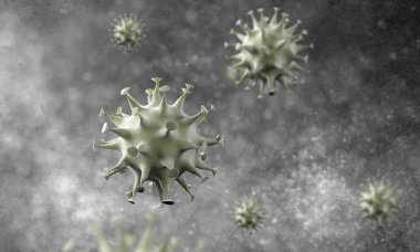 Coronavirus hücreleri salgını, 2019-2020 Coronavirüs hastalığı salgını. Covid-19, Sars-Cov-2 virüsü yüzünden. 3d oluşturma