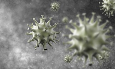 Coronavirus hücreleri salgını, 2019-2020 Coronavirüs hastalığı salgını. Covid-19, Sars-Cov-2 virüsü yüzünden. 3d oluşturma