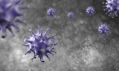 Coronavirus hücreleri salgını, 2019-2020 Coronavirüs hastalığı salgını. Covid-19, Sars-Cov-2 virüsü yüzünden. 3d oluşturma