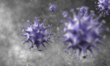 Coronavirus hücreleri salgını, 2019-2020 Coronavirüs hastalığı salgını. Covid-19, Sars-Cov-2 virüsü yüzünden. 3d oluşturma