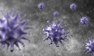 Coronavirus hücreleri salgını, 2019-2020 Coronavirüs hastalığı salgını. Covid-19, Sars-Cov-2 virüsü yüzünden. 3d oluşturma