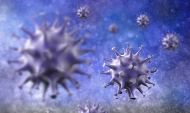 Coronavirus hücreleri salgını, 2019-2020 Coronavirüs hastalığı salgını. Covid-19, Sars-Cov-2 virüsü yüzünden. 3d oluşturma