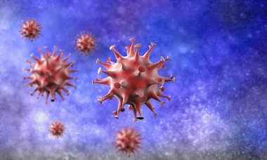 Coronavirus hücreleri salgını, 2019-2020 Coronavirüs hastalığı salgını. Covid-19, Sars-Cov-2 virüsü yüzünden. 3d oluşturma