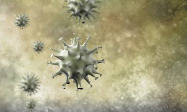 Coronavirus hücreleri salgını, 2019-2020 Coronavirüs hastalığı salgını. Covid-19, Sars-Cov-2 virüsü yüzünden. 3d oluşturma