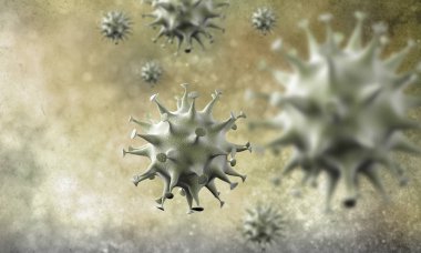 Coronavirus hücreleri salgını, 2019-2020 Coronavirüs hastalığı salgını. Covid-19, Sars-Cov-2 virüsü yüzünden. 3d oluşturma