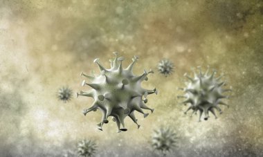 Coronavirus hücreleri salgını, 2019-2020 Coronavirüs hastalığı salgını. Covid-19, Sars-Cov-2 virüsü yüzünden. 3d oluşturma