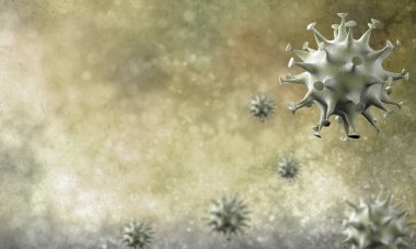 Coronavirus hücreleri salgını, 2019-2020 Coronavirüs hastalığı salgını. Covid-19, Sars-Cov-2 virüsü yüzünden. 3d oluşturma