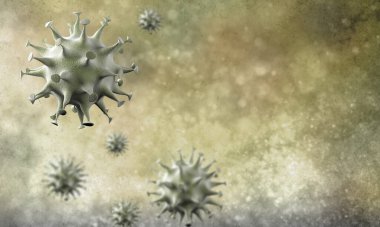 Coronavirus hücreleri salgını, 2019-2020 Coronavirüs hastalığı salgını. Covid-19, Sars-Cov-2 virüsü yüzünden. 3d oluşturma