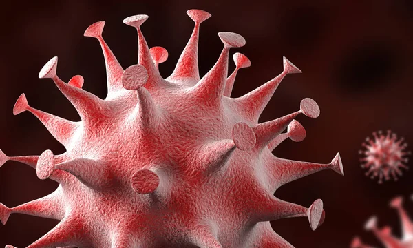 Coronavirus hücreleri salgını, 2019-2020 Coronavirüs hastalığı salgını. Covid-19, Sars-Cov-2 virüsü yüzünden. 3d oluşturma