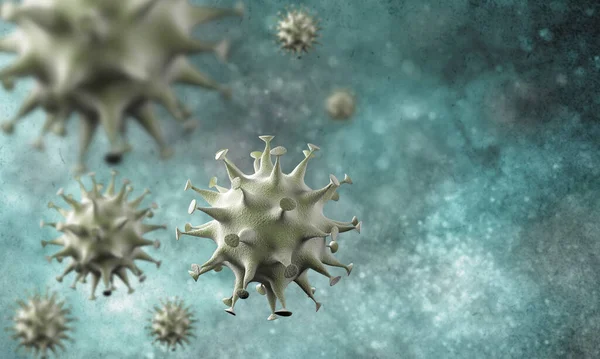 Coronavirus hücreleri salgını, 2019-2020 Coronavirüs hastalığı salgını. Covid-19, Sars-Cov-2 virüsü yüzünden. 3d oluşturma