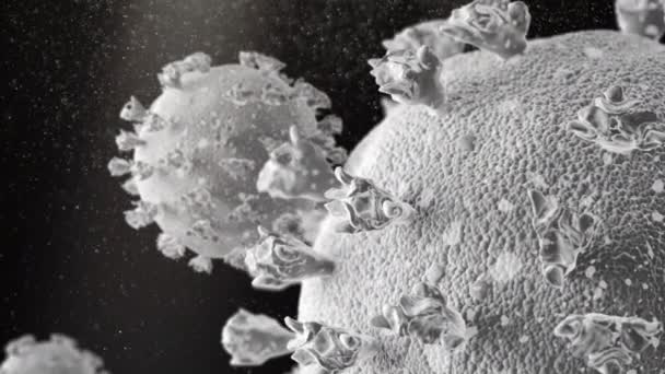 Реалистичный Микроскопический Крупный План Тяжёлого Респираторного Синдрома Coronavirus Covid Sars — стоковое видео