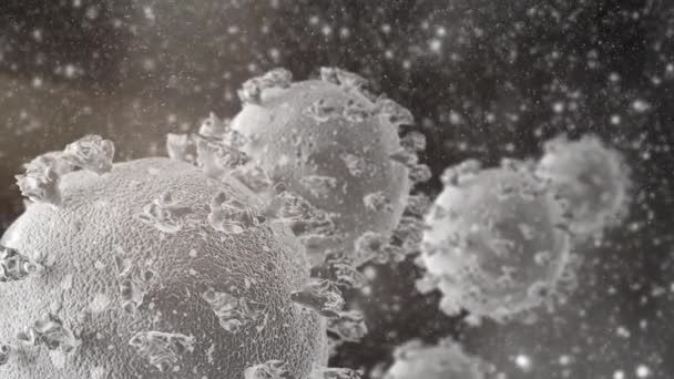 Realistyczne Mikroskopowe Zbliżenie Ciężkiego Zespołu Oddechowego Coronavirus Covid Sars Cov — Wideo stockowe