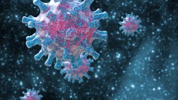 Realistiskt Mikroskopiskt Närbild Det Svåra Respiratoriska Syndromet Coronavirus Covid Sars — Stockvideo