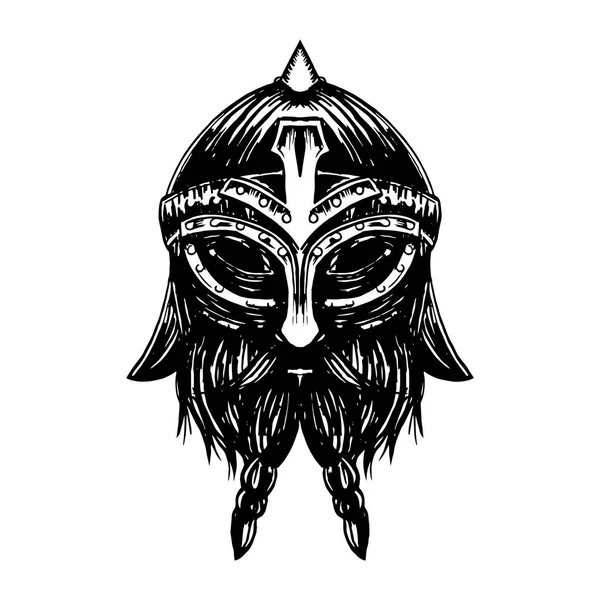 Ancienne illustration de tête viking . — Image vectorielle