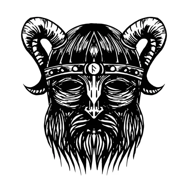 Ancienne illustration de tête viking . — Image vectorielle