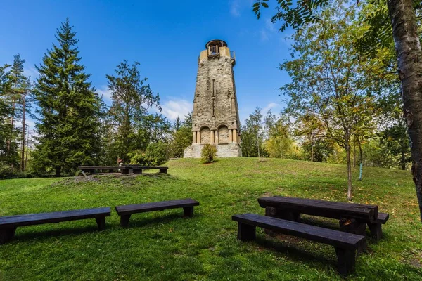 Zelena Hora Pelhrimov Czech Republic 2019年9月13日 俾斯麦塔 Bismarck Tower 石塔建于19世纪 — 图库照片
