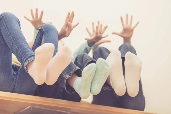 Happy Children Which Sitting Stairs House Concept Brother Sister Forever — Stock Photo, Image