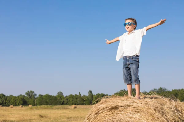 Šťastný Chlapeček Hraje Dne Parku Kluk Baví Venku Koncept Letní — Stock fotografie