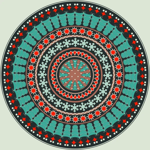 Patrón circular vectorial con símbolos navideños. Árbol de Navidad, copos de nieve — Archivo Imágenes Vectoriales