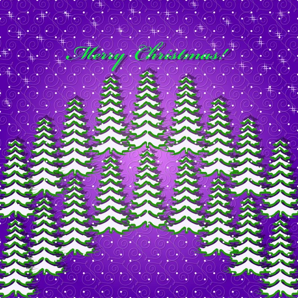Illustration vectorielle de Noël avec arbres de Noël. Carte de voeux — Image vectorielle