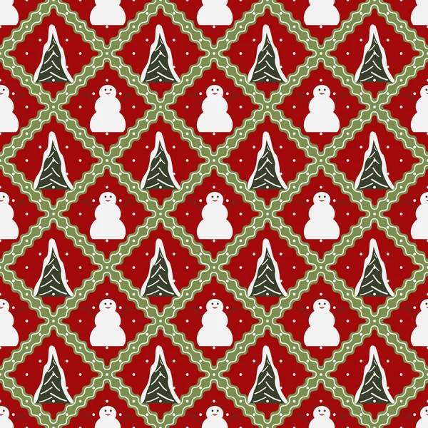 Noel ağaçları ve kardan adam ile sorunsuz Christmas illüstrasyon