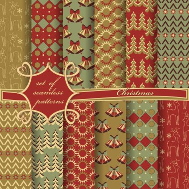 Noel sorunsuz vektör çizim kümesi. Noel simgeler, Noel desenleri