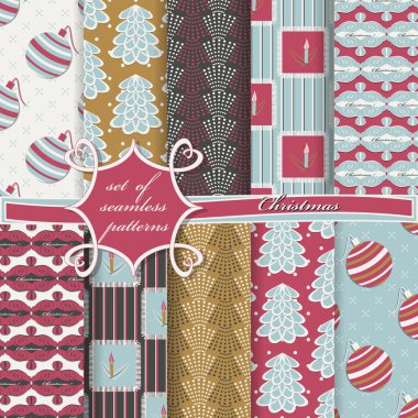 Noel sorunsuz vektör çizim kümesi. Noel simgeler, Noel desenleri