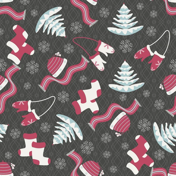 冬の衣類とシームレスなクリスマス ベクトル イラスト — ストックベクタ