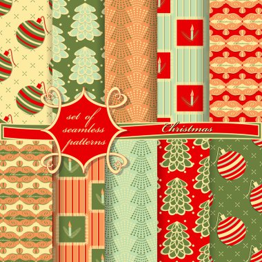 Noel sorunsuz vektör çizim kümesi. Noel simgeler, Noel desenleri