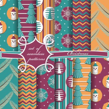 Noel sorunsuz vektör çizim kümesi. Noel simgeler, Noel desenleri