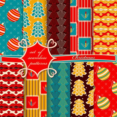 Noel sorunsuz vektör çizim kümesi. Noel simgeler, Noel desenleri