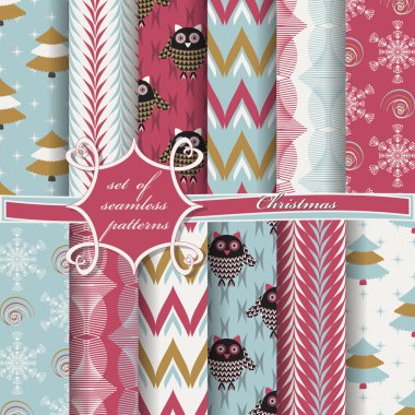 Noel sorunsuz vektör çizim kümesi. Noel simgeler, Noel desenleri