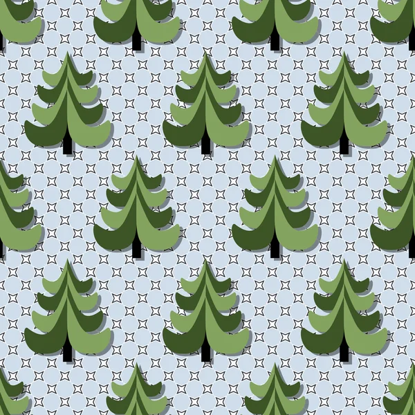 Seamless vector Christmas illustration. Christmas trees, snowflakes — Stock Vector