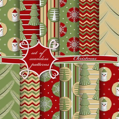 Noel sorunsuz vektör çizim kümesi. Noel simgeler, Noel desenleri