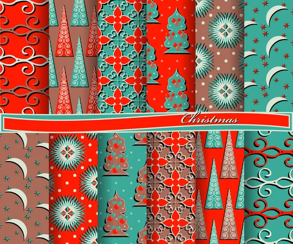 Set di Natale carta vettoriale astratta con forme decorative ed elementi di design per scrapbook — Vettoriale Stock
