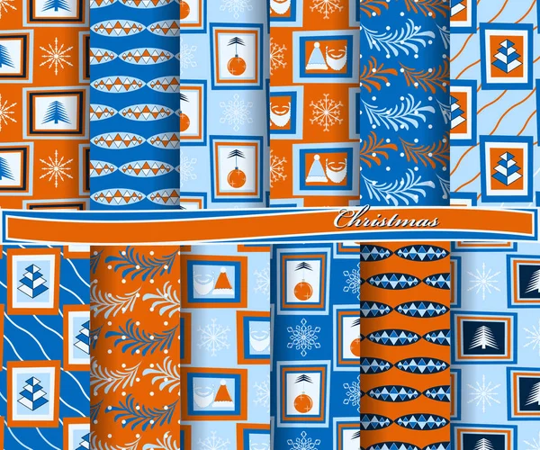 Set Weihnachten abstraktes Vektorpapier mit dekorativen Formen und Designelementen für Sammelalbum — Stockvektor