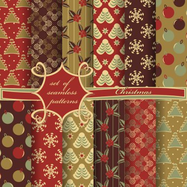 Noel sorunsuz vektör çizim kümesi. Noel simgeler, Noel desenleri