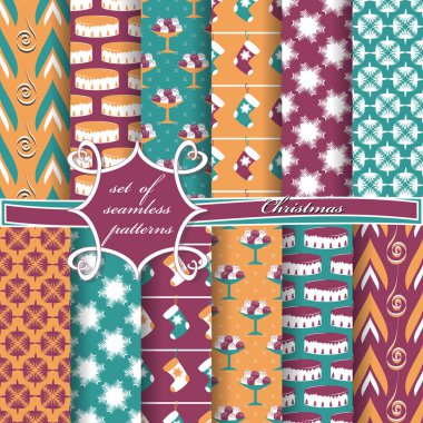 Noel sorunsuz vektör çizim kümesi. Noel simgeler, Noel desenleri