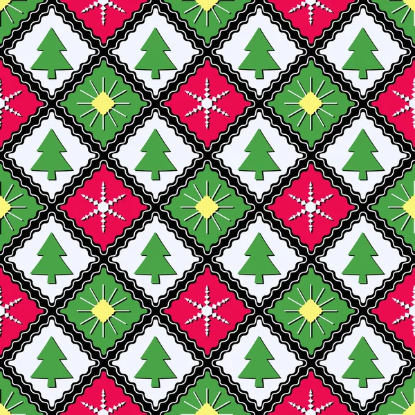 クリスマスのシンボルとシームレスなベクトル パターン — ストックベクタ