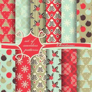 Noel sorunsuz vektör çizim kümesi. Noel simgeler, Noel desenleri