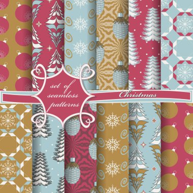 Noel sorunsuz vektör çizim kümesi. Noel simgeler, Noel desenleri