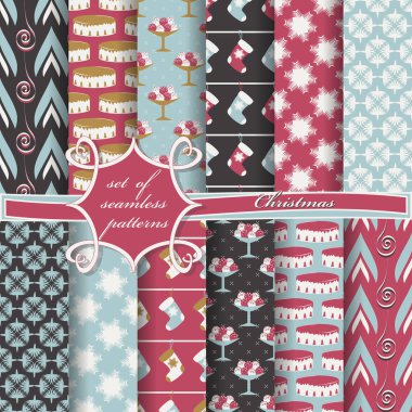 Noel sorunsuz vektör çizim kümesi. Noel simgeler, Noel desenleri