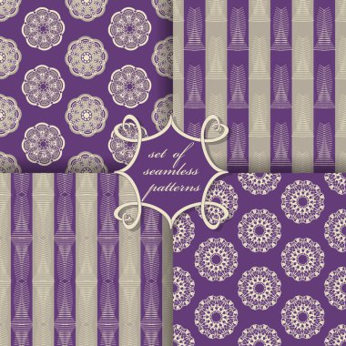 Sorunsuz vektör çizimler kümesi. Soyut Dekoratif şekiller 