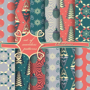 Noel sorunsuz vektör çizim kümesi. Noel simgeler, Noel desenleri