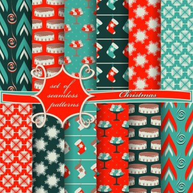 Noel sorunsuz vektör çizim kümesi. Noel simgeler, Noel desenleri