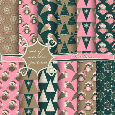 Noel sorunsuz vektör çizim kümesi. Noel simgeler, Noel desenleri