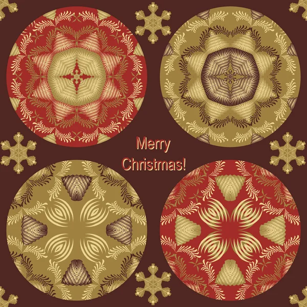 Christmas vector set of circular patterns — Stock Vector