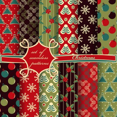 Noel sorunsuz vektör çizim kümesi. Noel simgeler, Noel desenleri